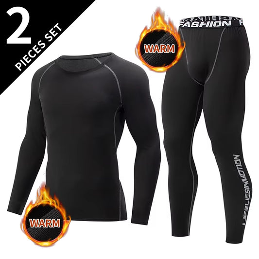 2/4 Pcs Autumn/Winter Mens Black Long Sleeved Pants Underwear Set Youth Fitness Running Base Sports Shirt Casual Stretch Pants