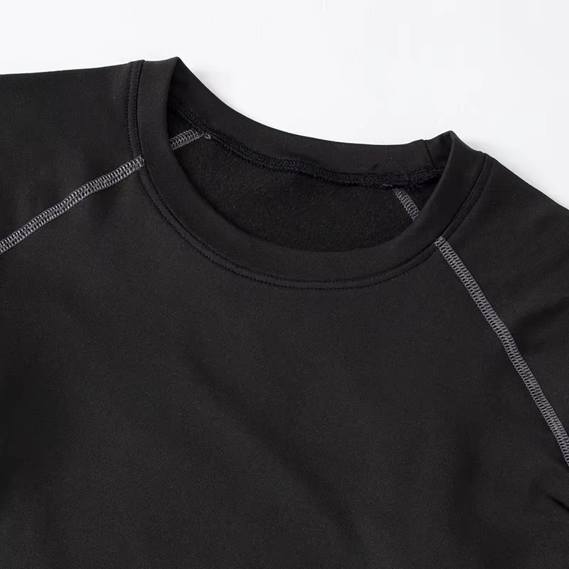 2/4 Pcs Autumn/Winter Mens Black Long Sleeved Pants Underwear Set Youth Fitness Running Base Sports Shirt Casual Stretch Pants